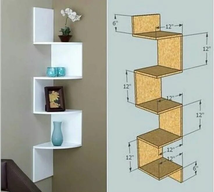 Полки своими руками варианты фото Пин на доске À acheter Отделка углов, Угловые стеллажи, Дизайн полок
