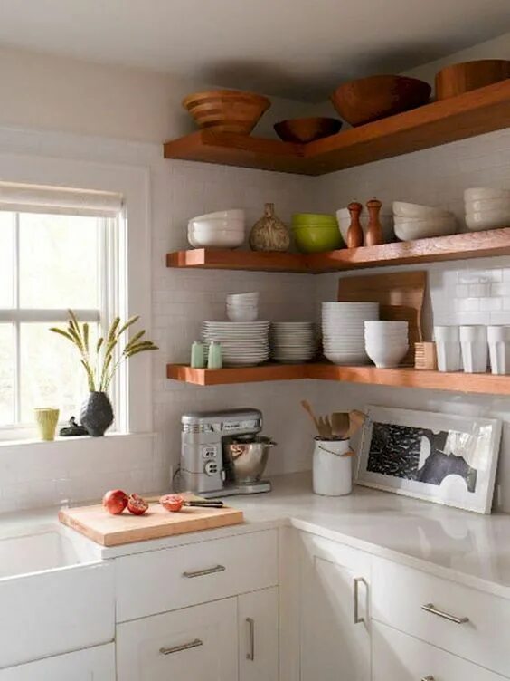 Полки в кухонном гарнитуре фото Pin on Home Kitchen design small, Floating shelves kitchen, Kitchen remodel