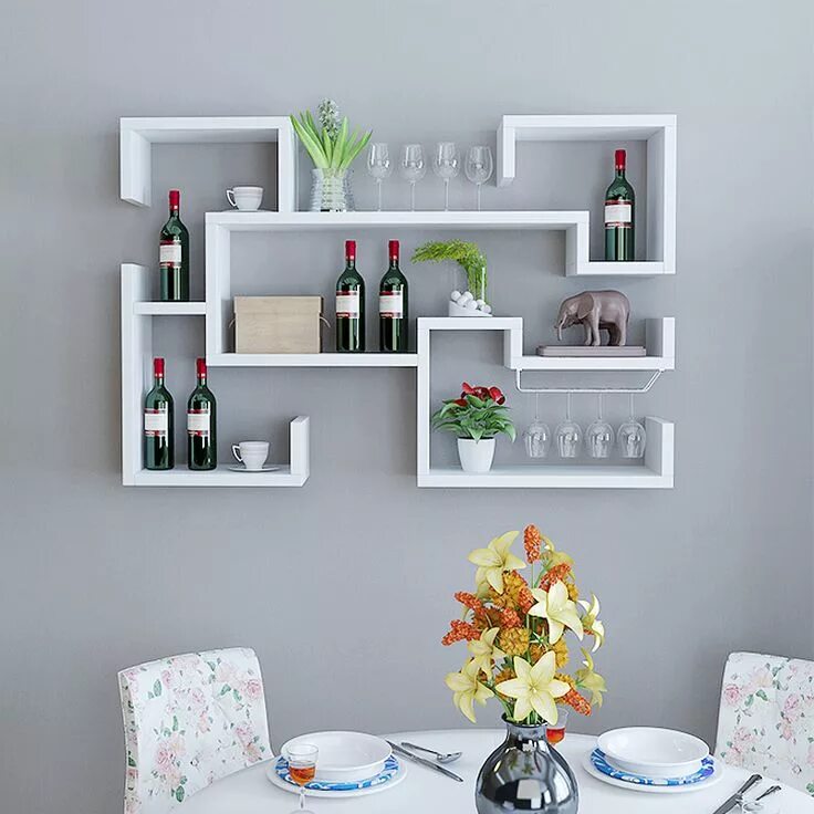 Полки в квартире фото White Floating Wine Rack Furniture design living room, Wall shelves design, Wall