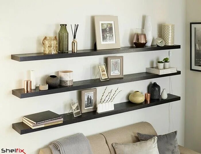 Полки в квартире фото Pin on Depa Floating shelves bedroom, Floating shelves living room, Black floati