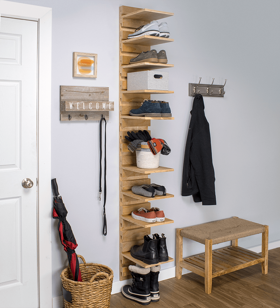 Полки в прихожую своими руками фото Wall-Mounted Shoe Rack Kreg Tool