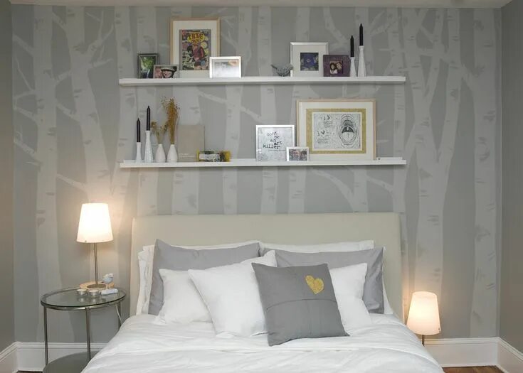 Полки в спальню настенные в интерьере BRIGHT HOME: birch trees in your bedroom...how lovely... Tree mural bedroom, Tre