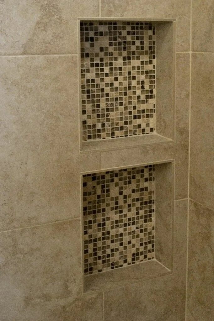 Полки в ванную комнату из плитки фото HRBath7 Built in shower shelf, Shower shelves, Tile shower shelf