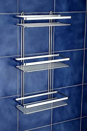 Полки в ванную комнату навесные фото Shelf Shower Basket Triple Chrome Tidy Rack Storage Caddy Corner Tier Hanging Ba