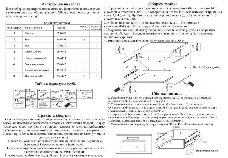 Полная инструкция по сборке Сборка тумбы мебели