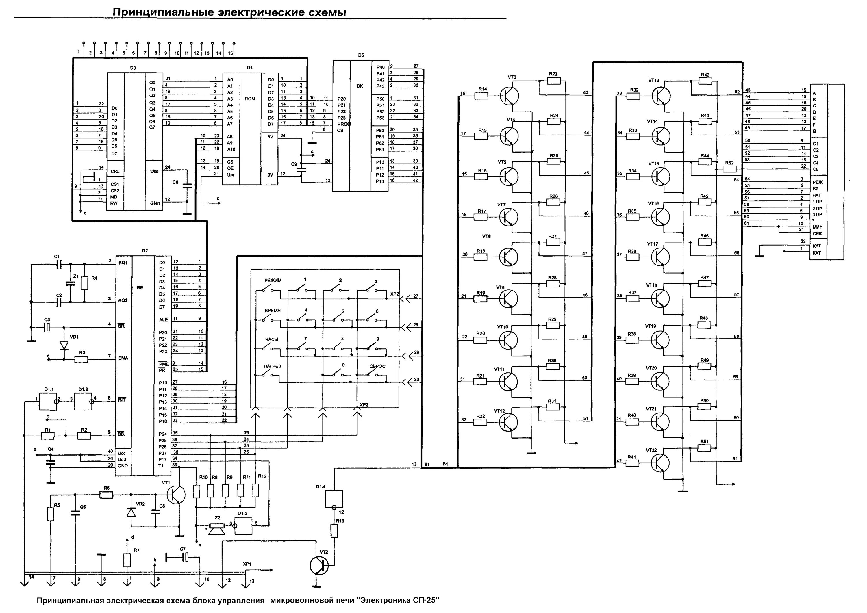 Полная принципиальная электрическая схема Микроволновая печь "Электроника СП-25"