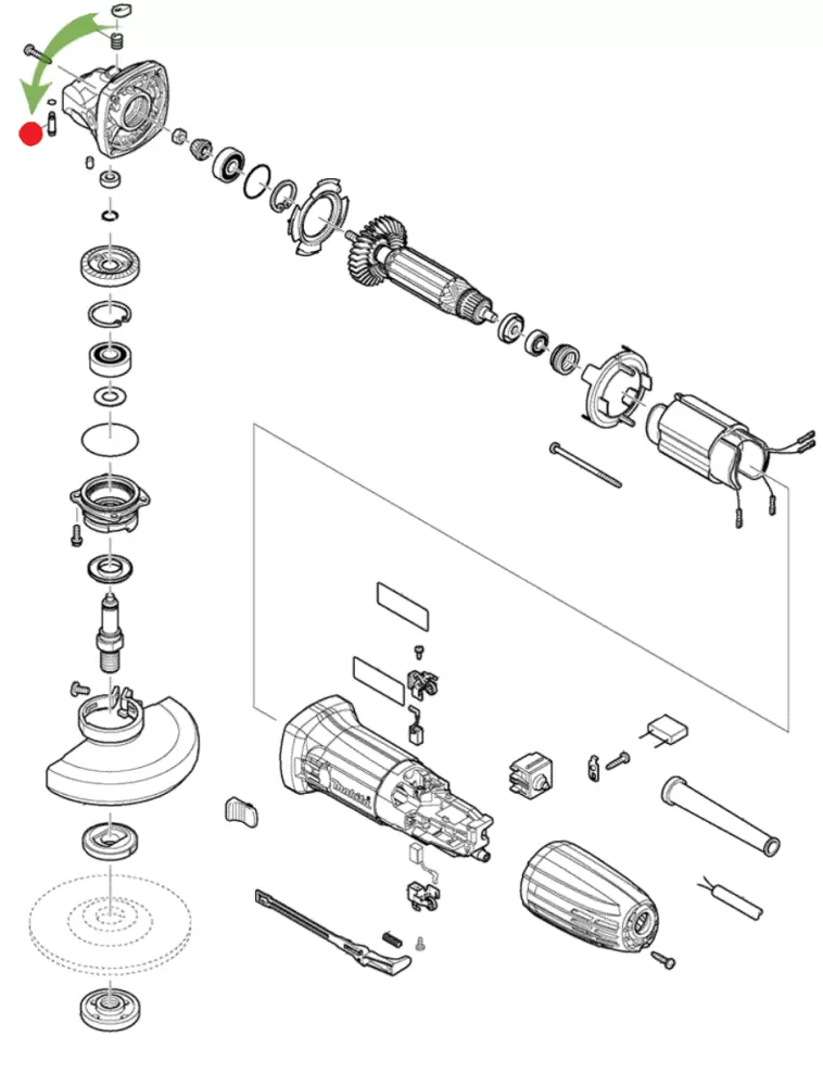 Полная схема сборки болгарки макита ga5030 Купить Штифт стопорный корпуса редуктора Makita для УШМ GA 4030/ 4530/ 5030 по н