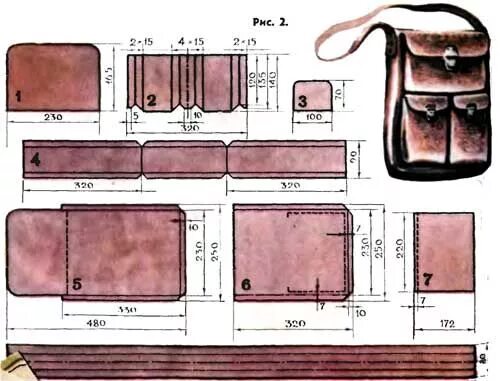 Полноразмерные выкройки для мужских сумок из кожи Pin on Bags patterns