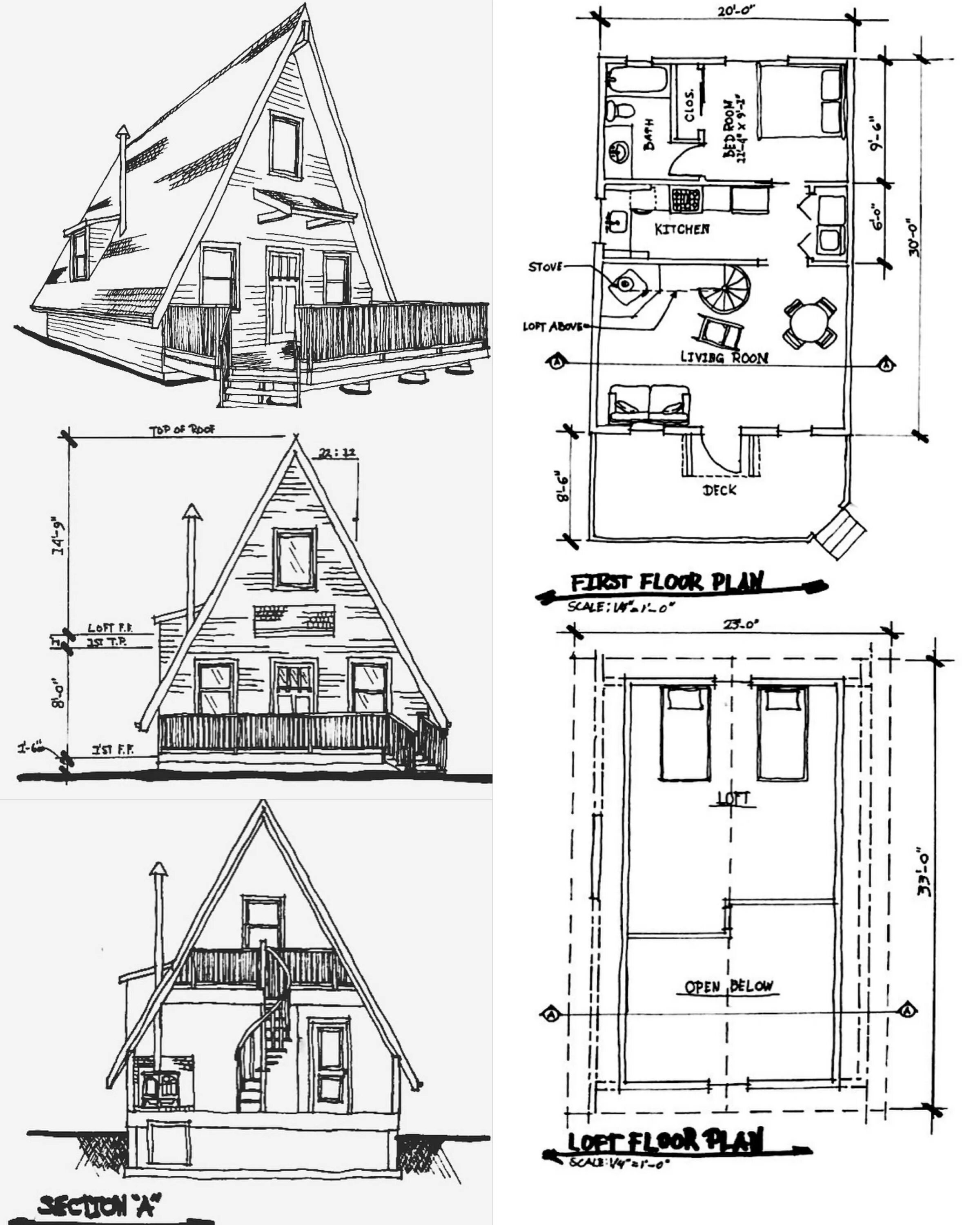 Полные чертежи домов скачать бесплатно Casa triangular A frame cabin plans, A frame house, Cabin house plans