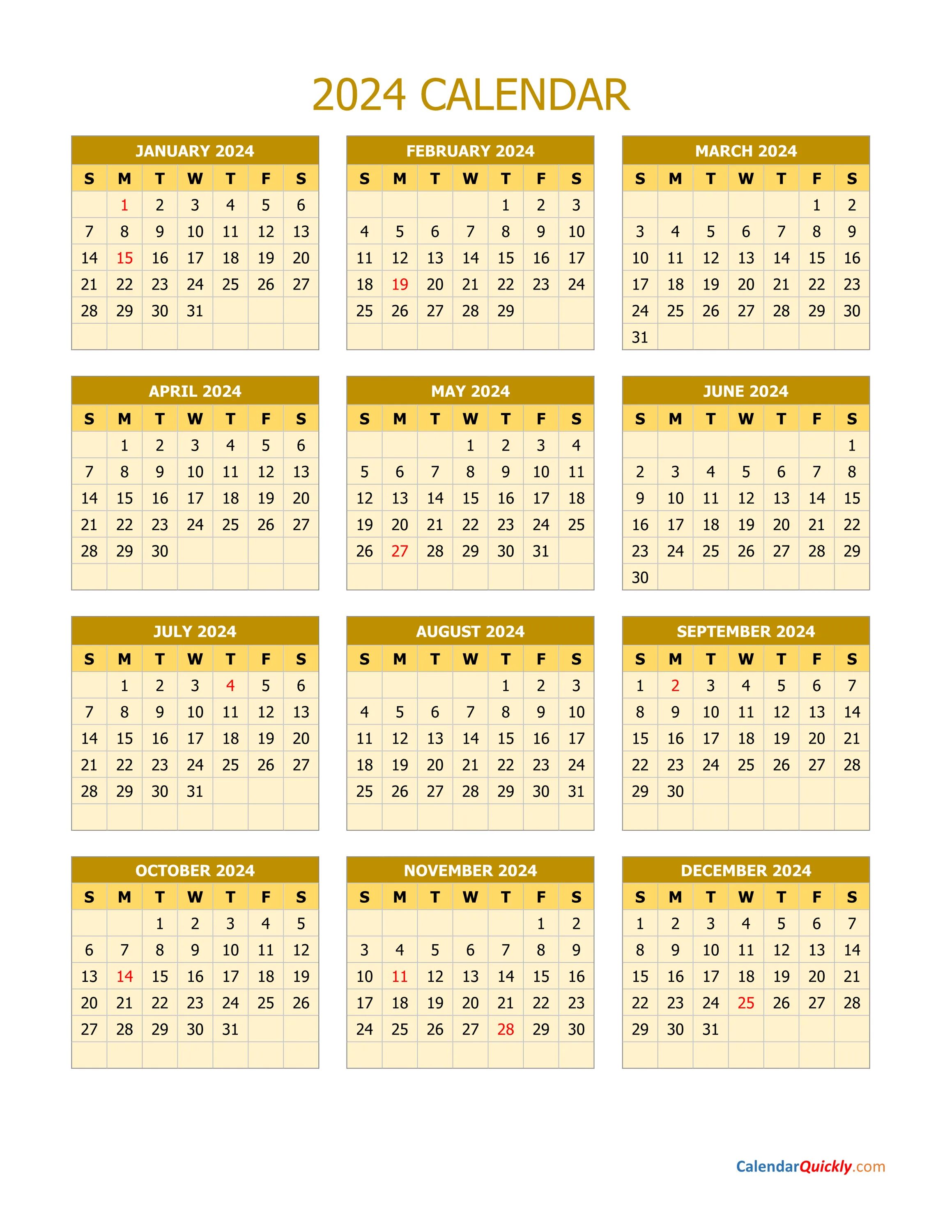 Полный календарь на 2024 год 2024 Calendar Vertical Calendar Quickly