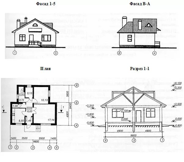 Полный план дома с чертежами и размерами Проект дома Б.183-00-3.04 - MirDomov.by