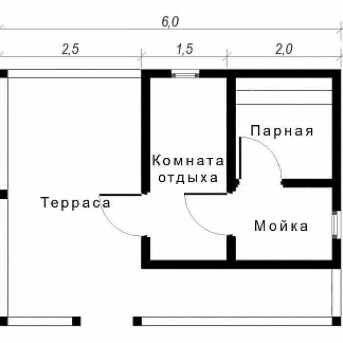 Полный проект бани с чертежами Каркасная баня с большой террасой 4.5х6 КБ-13