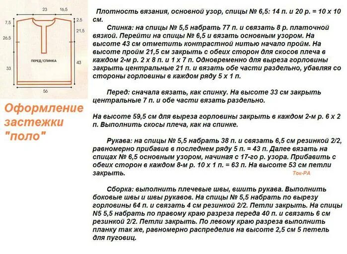 Поло спицами для женщин схемы и описание Вязание воротника поло спицами схема и описание фото Duhi-Queen.ru