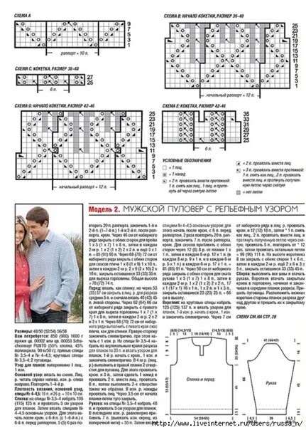 Поло спицами описание схемы вязания ЖЕНСКИЙ ЖАКЕТ С КРУГЛОЙ КОКЕТКОЙ И МУЖСКОЙ ПУЛОВЕР С ВОРОТНИКОМ-ПОЛО СПИЦАМИ 201
