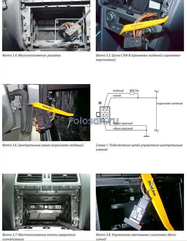 Поло точки подключения сигнализации Поло Седан с 2015 года подключение сигнализации с запуском