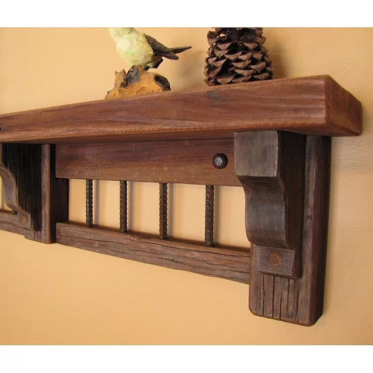 Полочка из дерева фото rebar shelf - Google Search Shelves, Stickley furniture, Rustic furniture