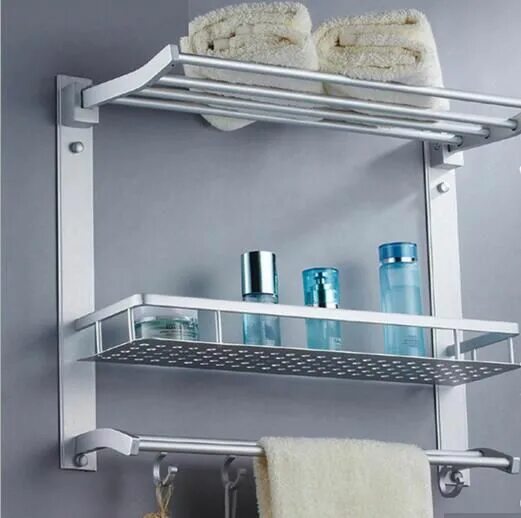 Полочка в ванной фото Space aluminum multifunctional bathroom shelf three combined type aluminum stora