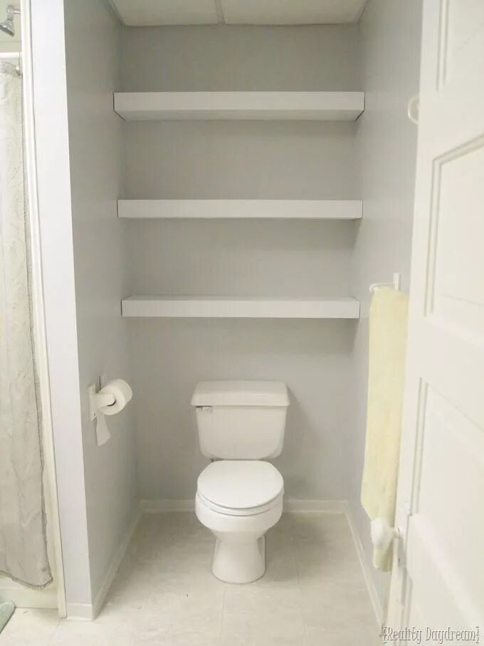 Полочки для туалета над унитазом фото How to Build DIY Floating Shelves Reality Day Dream Shelves over toilet, Floatin