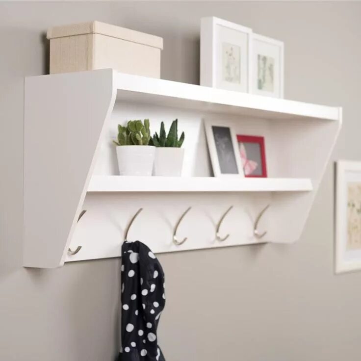 Полочки в прихожей фото Manzanola Floating Entryway Shelf & Coat Rack Shelves, Entryway shelf, Floating 