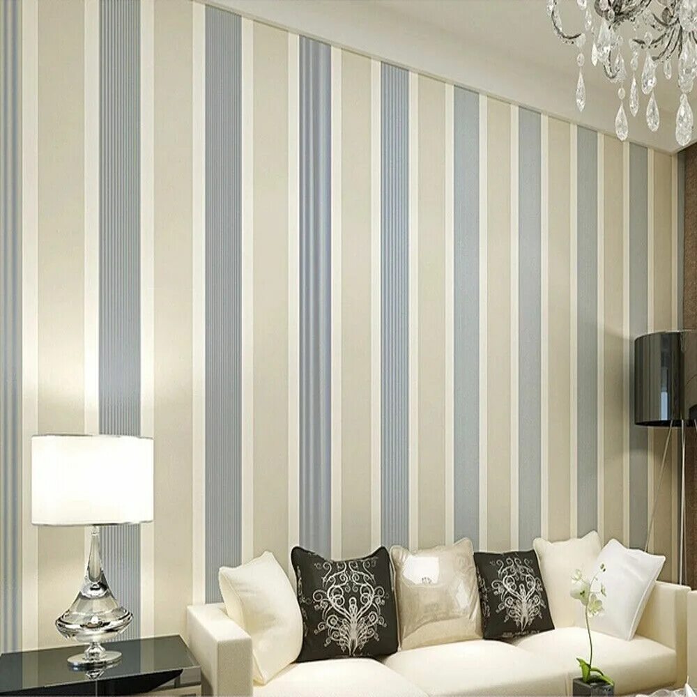 Полосатые обои в интерьере Купить Лист Modern Minimalist High Quality Multicolor Striped PVC Wallpaper Roll