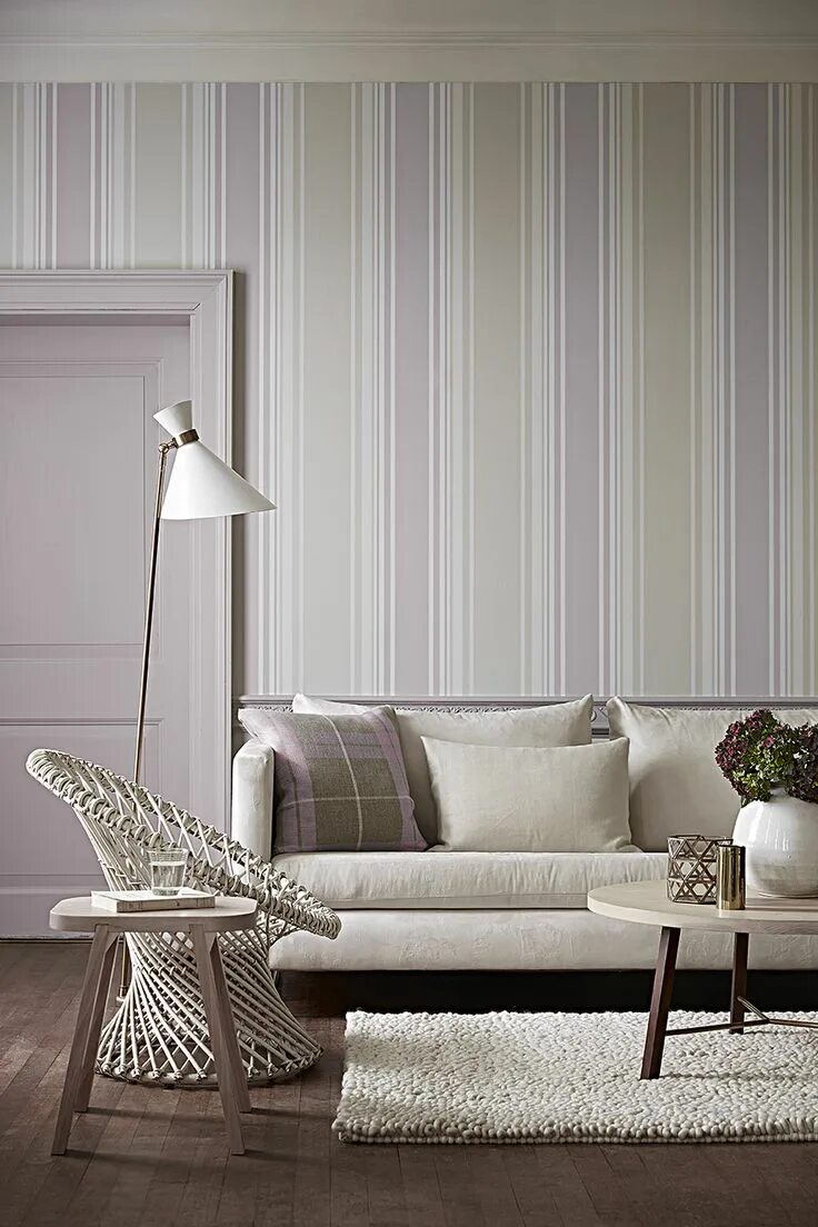 Полосатые обои в интерьере Tented Stripe - Dawn Little Greene's new wallpaper collection 'Painted Papers' a