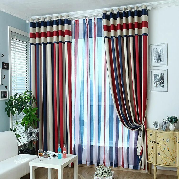 Полосатые шторы фото Blackout Stylish Multi Color Stripe Grommet Top Curtain Curtain designs, Stylish