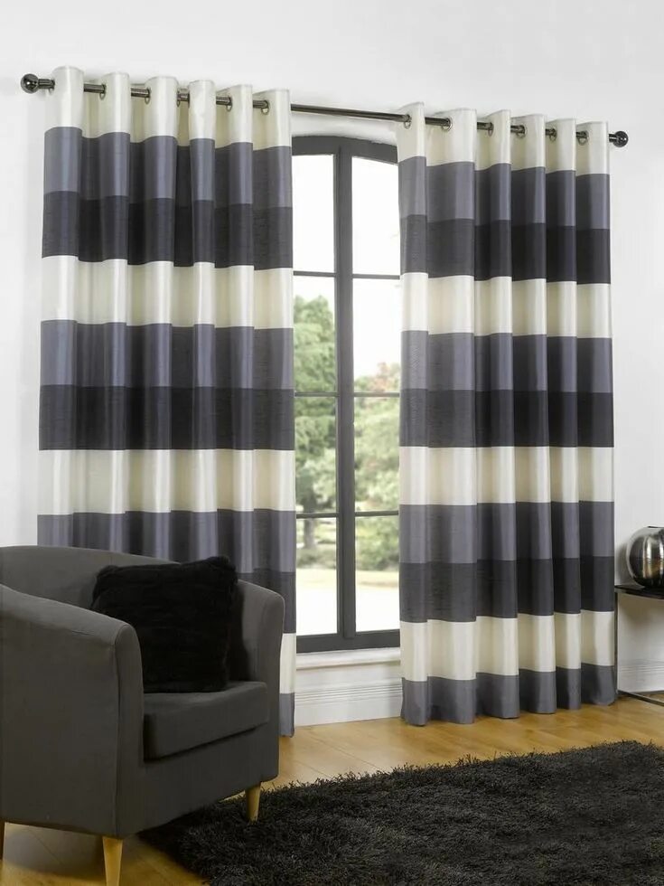 Полосатые шторы фото Stripes Grey colour scheme bedroom, Striped curtains, Grey striped curtains