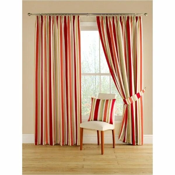 Полосатые шторы в интерьере Montgomery Red `Festival` lined curtain 116cm x 137cm ($62) ❤ liked on Polyvore 