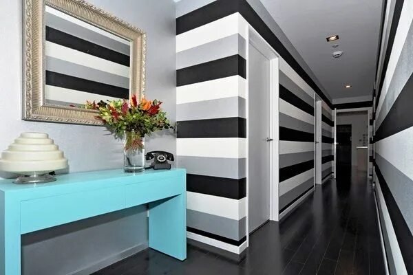 Полосы на стенах фото small space office organization - Google Search Hallway decorating, Striped wall