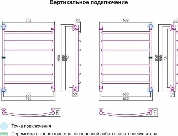 Полотенцесушитель 60 60 с нижним подключением Водяной полотенцесушитель Сунержа Галант 00-0100-8060 купить по низкой цене в ин