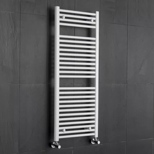 Полотенцесушитель нижнее подключение 40 White Flat Ladder Style Bathroom Heated Towel Radiator Rail 47.25 x 19.5 - WellM