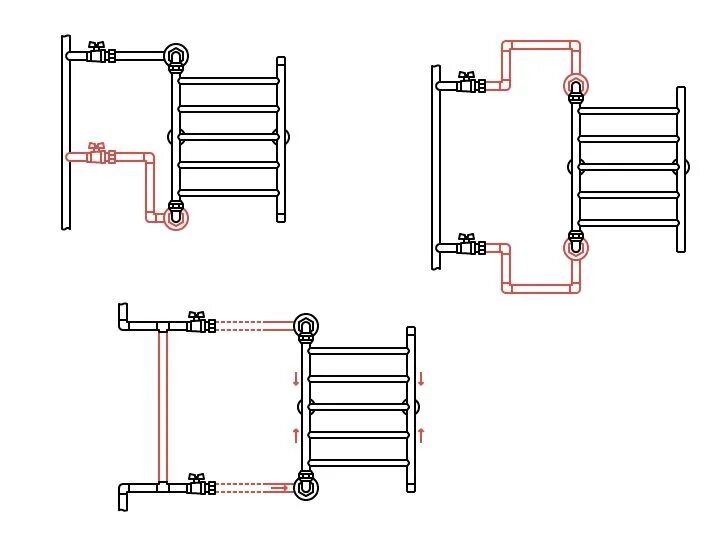 Полотенцесушитель после подключения половина теплая половина холодная Схемы подключения полотенцесушителя к стояку горячей