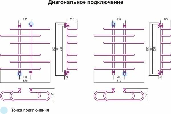 Полотенцесушитель водяной с нижним подключением Полотенцесушитель водяной Сунержа Фурор-Ёлочка 80x90, 00-0109-8090 купить по цен