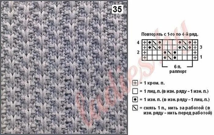 Полотно спицами схемы 10 (700x442, 307Kb) Вязание, Схемы вязания, Вязаный стежок