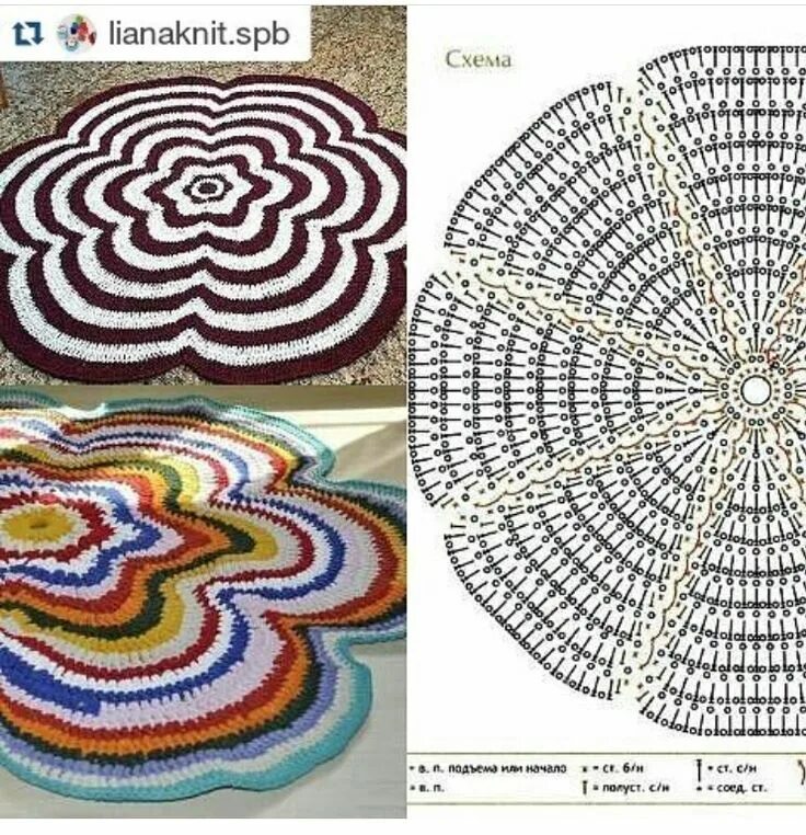 Половики крючком со схемами Pin by Denise A. Ragusa on Crochê em linha, fio de malha e barbante Crochet rug 