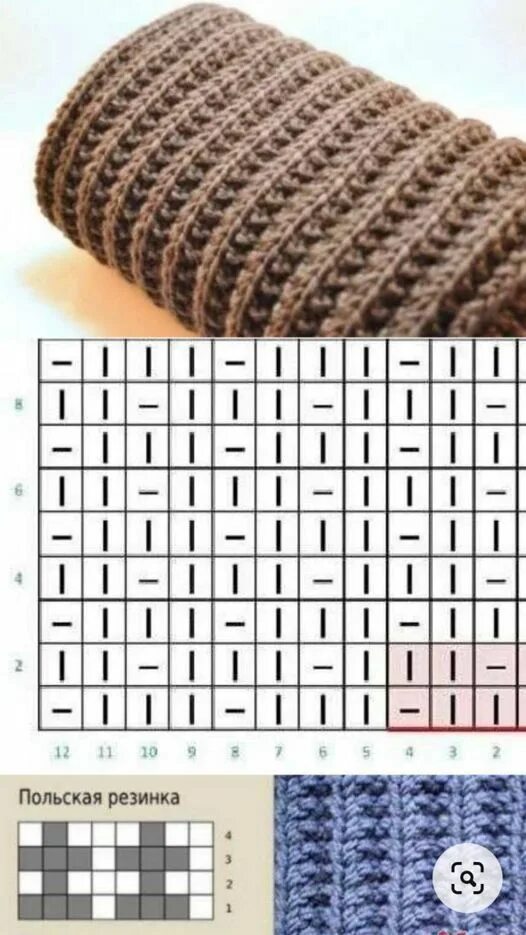 Польская резинка спицами поворотными рядами схема вязания Crochet Bag Pattern Knitting and Stitch