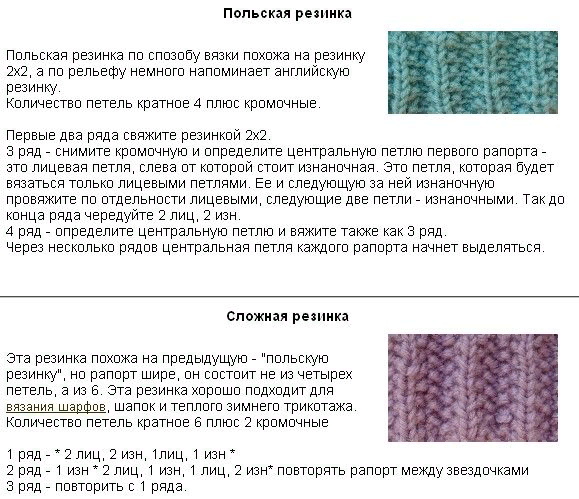 Польская резинка спицами схема Великолепные узоры. Изюминка в резинке. Вяжем спицами Что умею, тем делюсь! Дзен