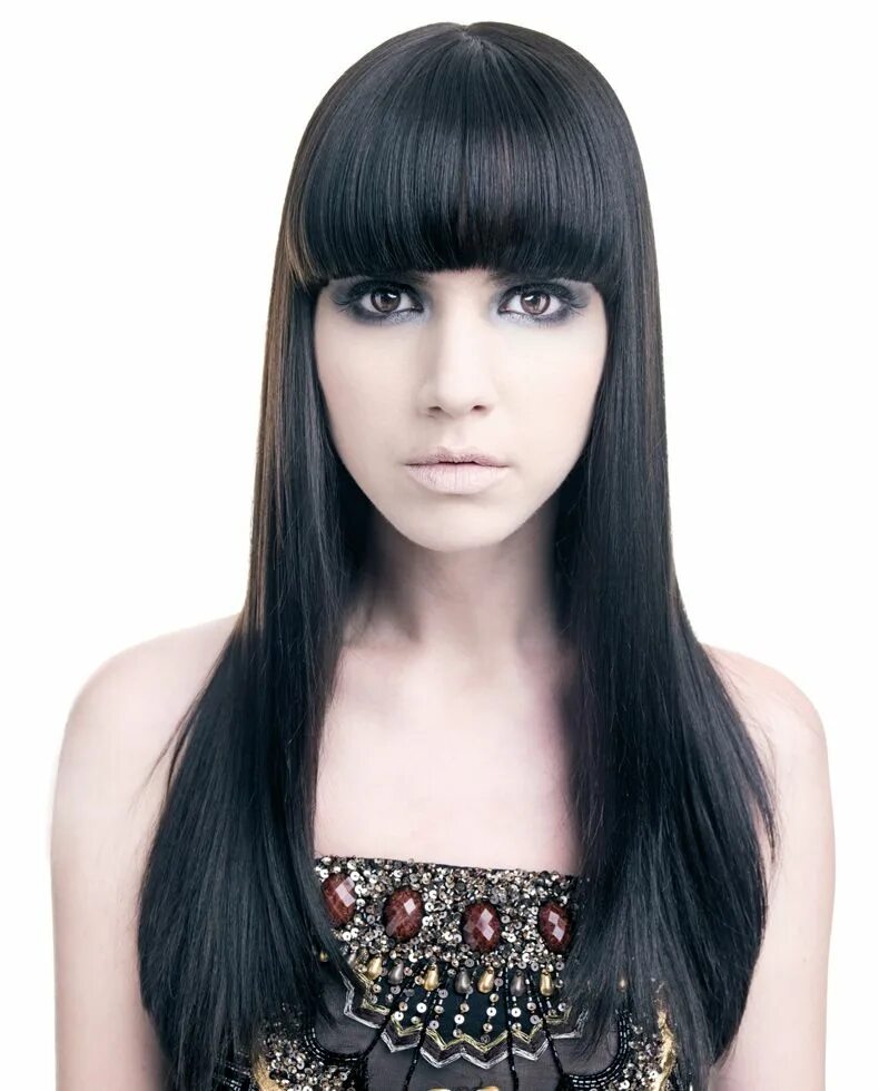 Полу челка фото Producción revista Sedal Mag. #FashionLooks Hairstyles with bangs, Long hair sty