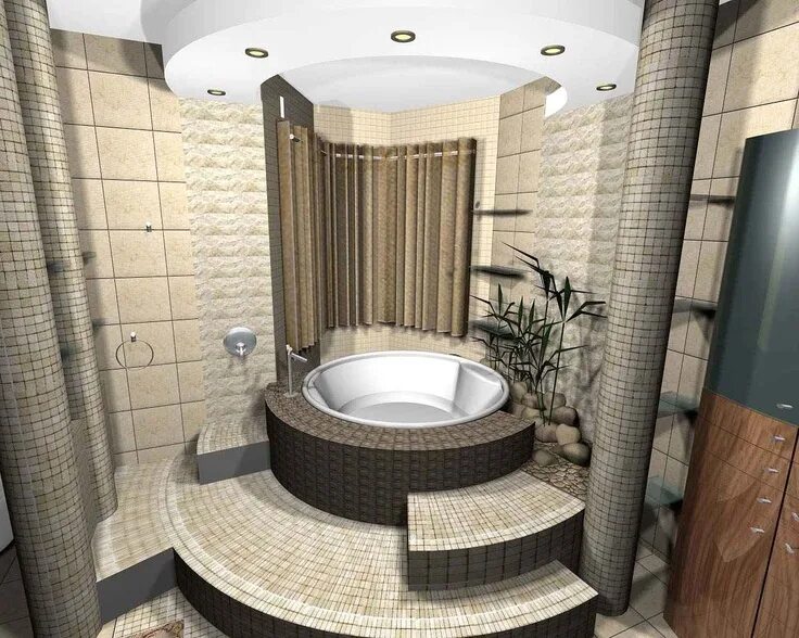 Полукруглая ванна в интерьере Pin by Barbara's on Bathrooms Elegant bathroom, Round mirror bathroom, Beautiful