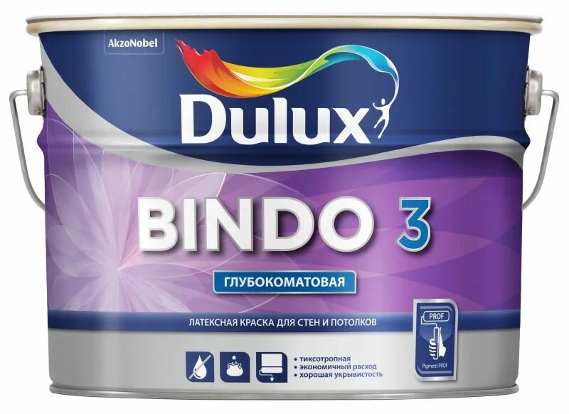 Полуматовая краска фото Краска для стен и потолков Dulux Professional Bindo 3, латексная, глубокоматовая