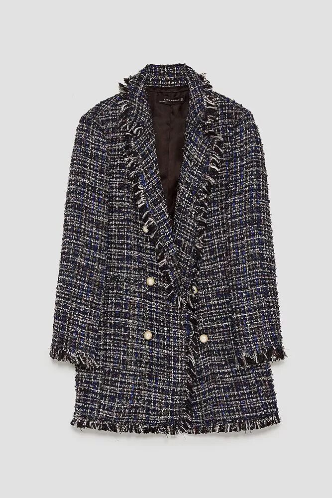 Полупальто женское из твида с джинсами фото 10 chaquetas de tweed que puedes comprar YA en Zara Long tweed jacket, Fall fash