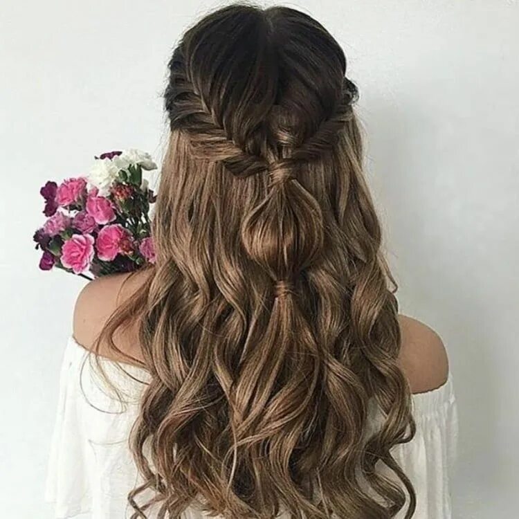 Полураспущенная прическа на длинные волосы Картинка с тегом "hairstyles" Pageant hair, Prom hairstyles for long hair, Hair 