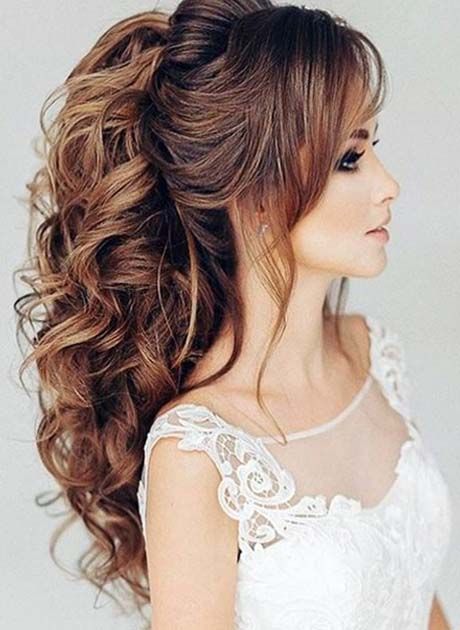 Полусобранная прическа на длинные Long Weeding Style Hairs For Ladies 2019 Strapless dress hairstyles, Wedding hai