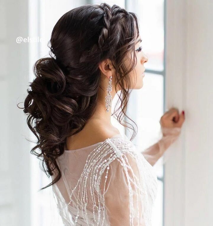 Полусобранная прическа на длинные Partial updo bridal hairstyle - Half up half down wedding hairstyles #weddinghai