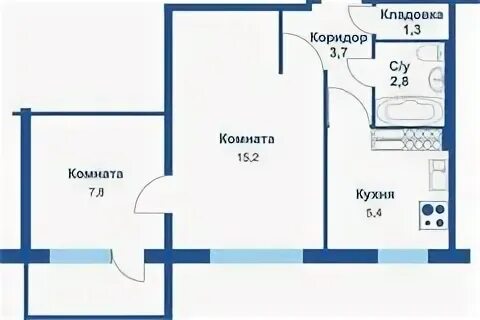 Полуторка квартира планировка Екатеринбург, ул. Волгоградская, 41 (Юго-Западный), продаётся двухкомнатная квар