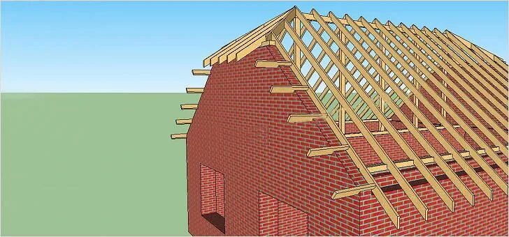 Полувальмовая двускатная крыша фото Стропильные полуноги прикрепленные к нарожникам Чердачные пространства, Крыша, А