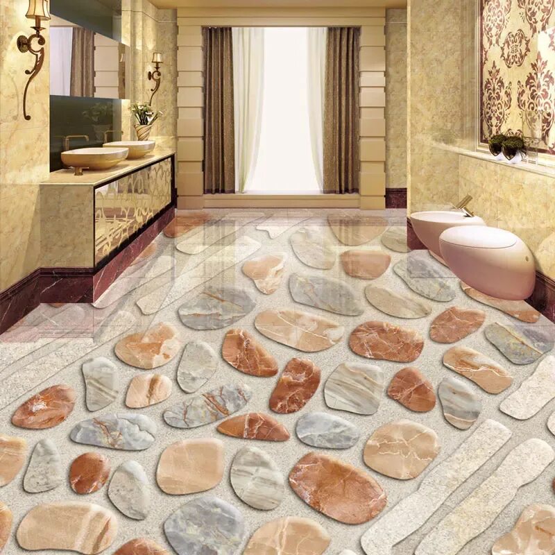 Полы под камень фото Custom Pebbles Photo Wallpaper 3d Removable Floor Tiles Stickers Waterproof Pvc 