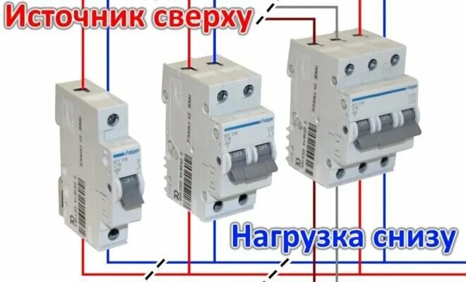 Полярность подключения автомата Автомат сверху или снизу HeatProf.ru