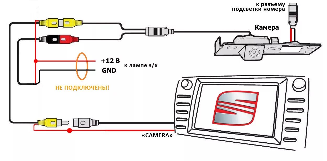 Помехи при подключении камеры заднего вида Установка камеры заднего вида - SEAT Altea Freetrack, 2 л, 2013 года стайлинг DR