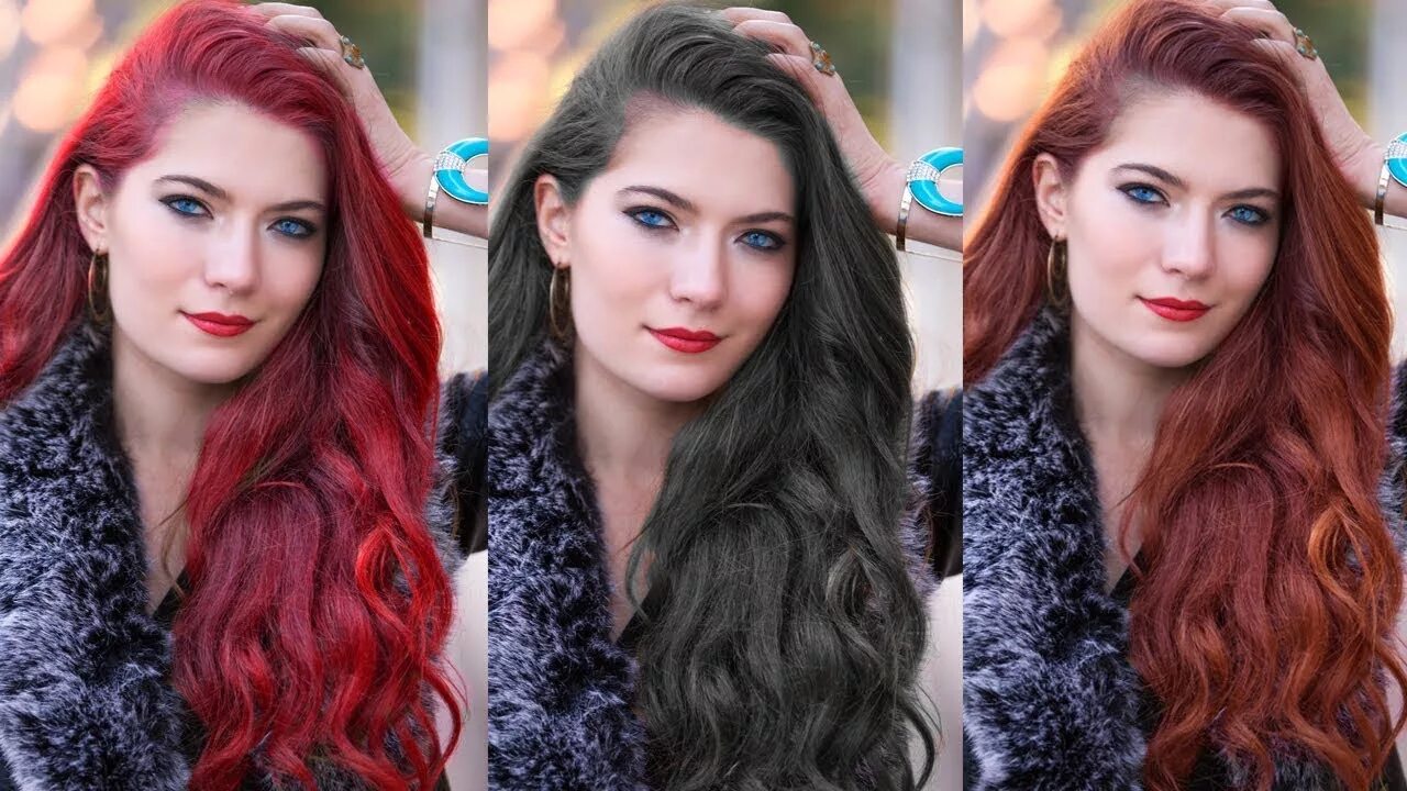 Поменять цвет волос на фото How to Realistically Change Hair Color in Adobe Photoshop Photoshop Image Retouc